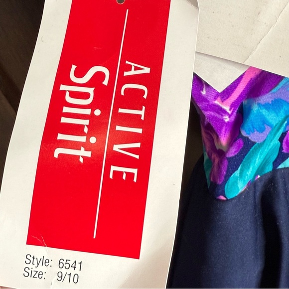 Vintage NWT Vibrant Blue and Purple One Piece Skirt Swimwear with Floral Design - Picture 5 of 8